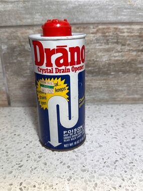 Vintage 1977 Crystal Drano All-Purpose Drain Opener 18oz Full Discontinued